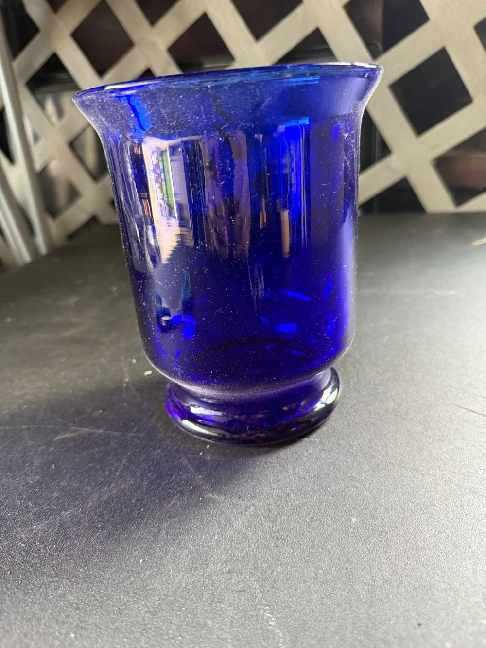 PartyLite Cobalt Blue Glass Votive Candle Holder Vintage Pedestal Tealight Cup - Picture 4 of 5